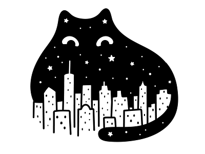 Midnight Cat cat cat drawing character doodle illustration logo manhattan new york skyline urban