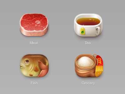 Icons for Euro-nn online store 2 food drink meat fish tea cup cereal sugar powder meal pasta spaghetti grocery icon iconka store