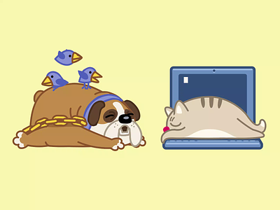 Being very busy with my beauty sleep animal animation cat character dog gif pet sticker