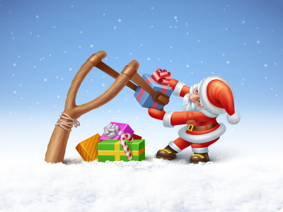 The weapon is loaded I candy christmas gifts icon iconka santa shoot slingshot snow weapon xmas