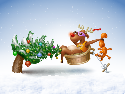 Xmas Deer Shooting xmas tree christmas lights balls ball light deer glasses squirrel shoot snow icon iconka winter