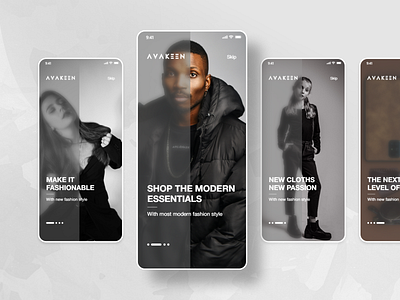 E-commerce Fashion Onboarding Glassmorphic UI Design amazon ecommerce design fashion glassmorphic glassmorphism onboarding onboarding ui splashscreen store walkthrough