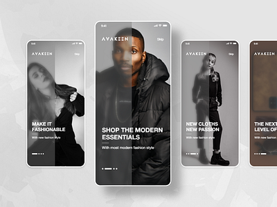 E-commerce Fashion Onboarding Glassmorphic UI Design
