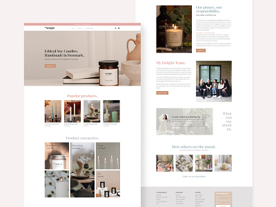 Candle Business eCommerce Homepage Web Design branding candle candle packaging candles cozy home decor hygge landing page landingpage web webdesign