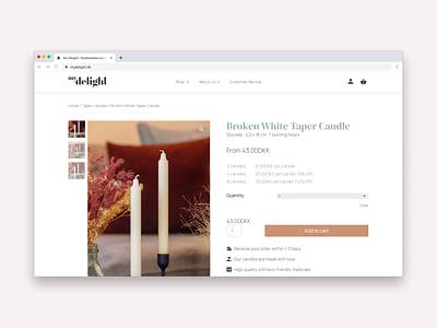 Candle eCommerce Single Product Page Design candle candles ecommerce ecommerce shop home decor hygge interior web web design webshop woocommerce