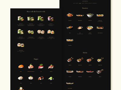Catch Sushi Bar Menu Page dark mode menu menu card restaurant sushi sushi restaurant web design