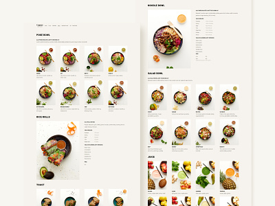 Caspars Menu Page Design food menu design menu page poke bowl restaurant salads web design