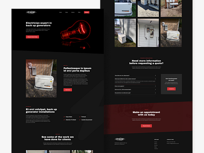 Electrician Homepage Web Design dark mode electrician home page web design