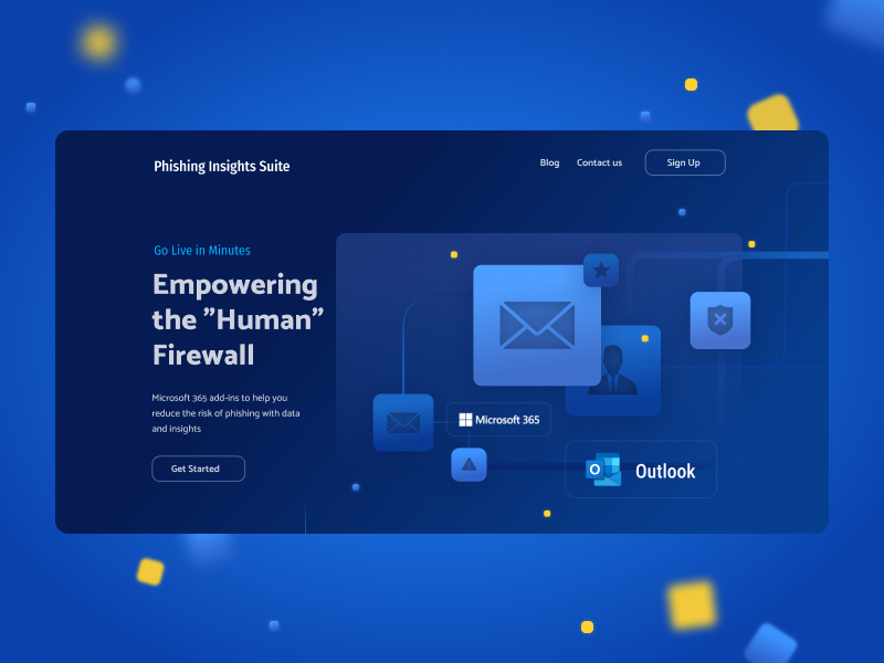 Outlook add-in site add-in add-on blue dark design design concept illustration informational security outlook security ui ui design ux uxui webdesign websight
