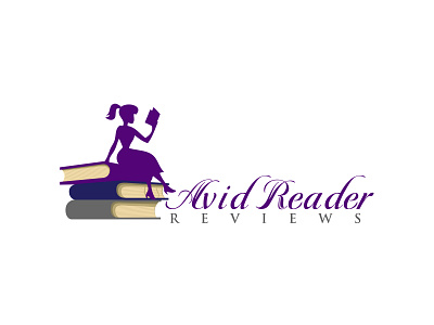 Avid Reader girl sitting on book logo | Avid Reader Branding