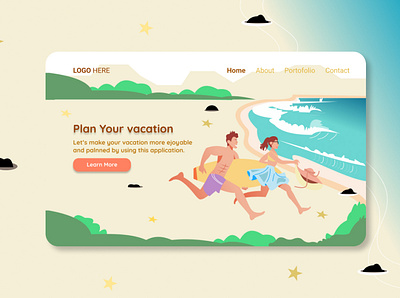 Landing Page Plan Your Vacation beach branding design illustration landing page design portfolio running typography uidesign uiux uiuxdesign vacation webdesign
