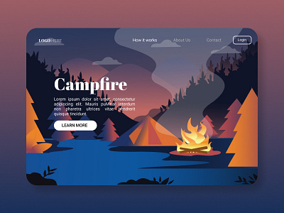 Campfire app design application design branding campfire design designs illustration landing page design portfolio uidesign uiux uiuxdesign webdesign
