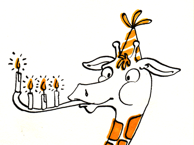 Geburtstag Dribbble birthday candles giraffe humor illustration