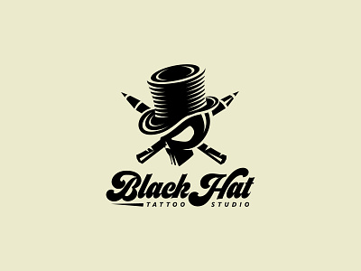 Black Hat.Tattoo studio black hat logo logofolio tattoo
