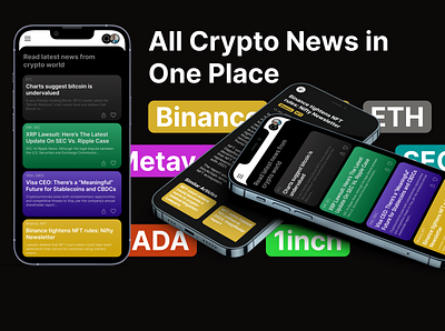 CryNews branding crypto mobile nft ui