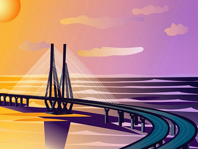 Bandra-Worli sea link in Vectors art design flat illustration illustrator logo vector