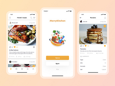 MerryKitchen app cooking app design kitchen mobile app mobile application social ui ux