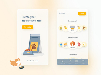 Dog food app animal animals app cat concept design dog dogs food icon inspiration minimal nutrition ui uidesign ux uxdesign vet