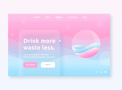 Drink more, waste less app color design drink eco gradient inspiration minimal sea ui uidesign ux uxdesign water waves zerowaste