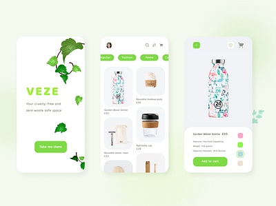 Vegan and Zero waste shop app colors design eco ecommerce green illustration inspiration minimal minimalism mobile shop simple ui uidesign ux uxdesign vegan vegetarian zerowaste