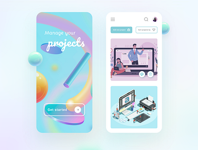 Project management 3d app colors design inspiration minimal mobile project ui uidesign ux uxdesign