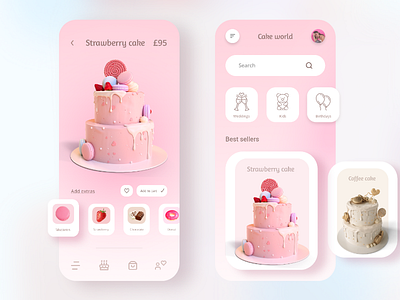 Cake ecommerce app cake color dessert ecommerce food gradient minimal pink shop shopping ui uidesign ux
