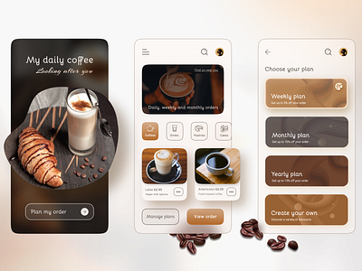 Daily coffee app coffee coffeeshop color palette colors colorscheme design drink ecommerce food food and drink inspiration minimal mobile online order ui uidesign ux uxdesign