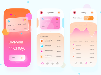 Online bank app concept app bank bank app bank online color color palette colorful design ecommerce glassmorphism inspiration minimal mobile money online ui uidesign ux uxdesign wallet