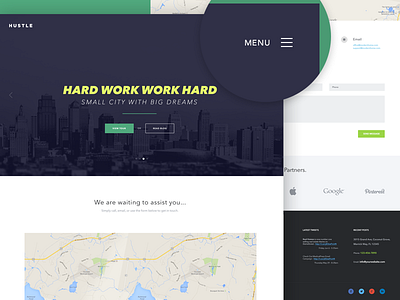 Hustle | Hard work work hard clean design flat modern music page template theme ui web website wordpress