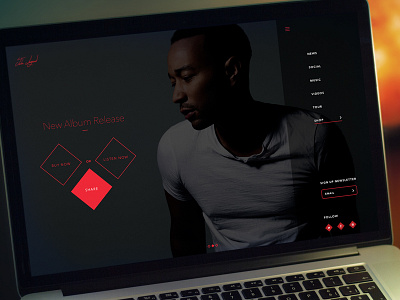 John Legend Personal Page artist clean flat homepage john legend modern music page ui web webdesign