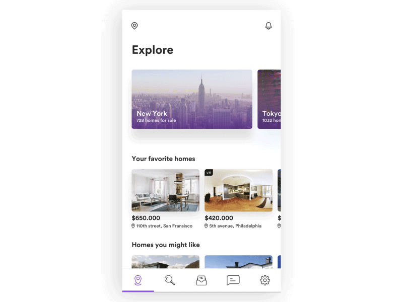 Buy Real Estate - UX/UI App Animation Interface animation user experience user interface ux ui ios minimal clean real estate flat design app
