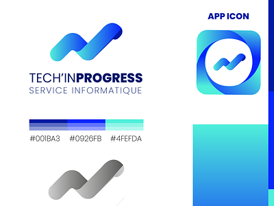 LOGO TECH'INPROGRESS DIGITAL AGENCY blue branding design digital gradient icon informatique logo typography