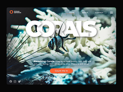 Ocean Defence - Coral Bleaching Web concept design interface ui ux web webdesign