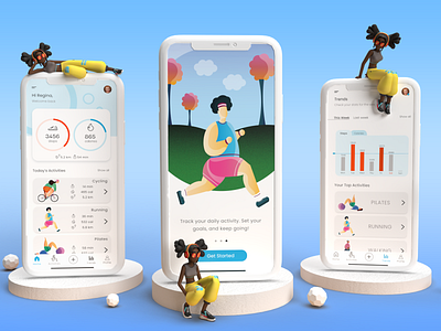 Fitness App 3d app application concept design illustration ui ux