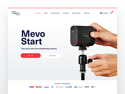MEVO Dotcom camera commerce ecommerce live streaming marketing mevo product product design shopify ui user interface web design website wireless camera