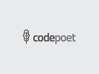 Code Poet branding code coding curly brackets developers feather identity logo mark poet quill