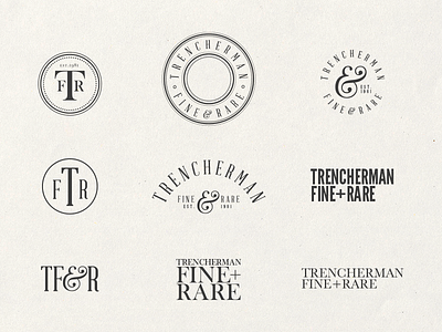 Trencherman Fine & Rare branding identity logo stamp typography wip