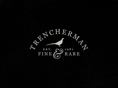 Trencherman Fine & Rare branding game identity logo pheasant stamp typography wip