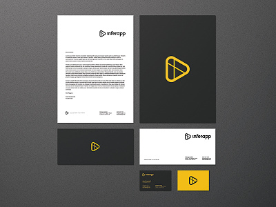 Inferapp Stationery WIP branding business card compliment slip identity letterhead logo stationery yellow