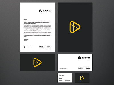 Inferapp Stationery branding business card compliment slip identity letterhead logo stationery yellow