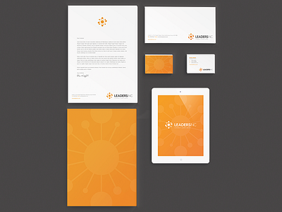 Leaders Inc Stationery bold business card clean leader orange simple stationery
