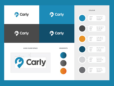 Carly Style Guide branding comparison finder garage identity logo mechanic sweden wip