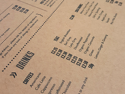 Post Box Menu cafe food kraft menu print restaurant typography