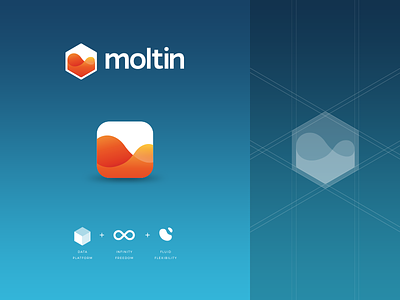 moltin logo api branding ecommerce gradient grid identity logo moltin