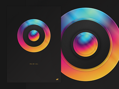 R A D I A L bright gradient poster radial rainbow