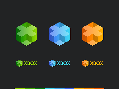 XBOX box branding gradient hexagon identity logo microsoft x xbox