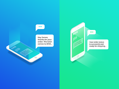 SMS Order Notifications api colourful ecommerce gradient isometric marketing moltin product web