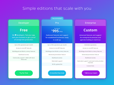 Pricing Style api colourful ecommerce gradient marketing moltin pricing pricing cards product ui user interface web