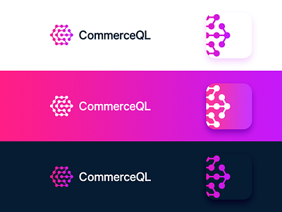 CommerceQL branding commerce graphql hexagon icon identity logo
