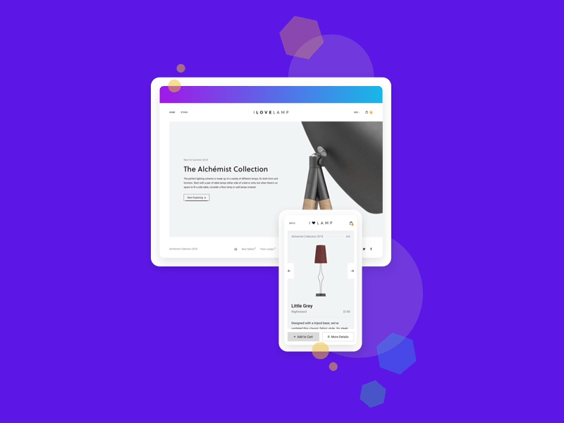 Restyler colourful gradient isometric marketing product api web ecommerce moltin